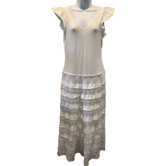 SUNDANCE MISTY ISLES WHITE LINEN TIERED MAXI DRESS S - Picture 1 of 8